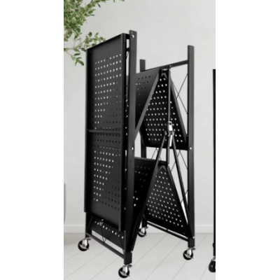 Etajera cu 3 polite mobila Depozitare bucatarie pliabila pe roti Neagra