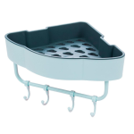 Etajera de colt pentru baie bucatarie cu ventuze sau lipici albastru