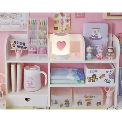 UB Etajeta pentru Birou cu 6 compartimente si un sertar PVC 55x14x34cm Alb