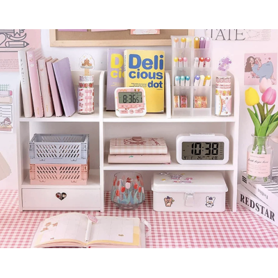 UB Etajeta pentru Birou cu 6 compartimente si un sertar PVC 55x14x34cm Alb