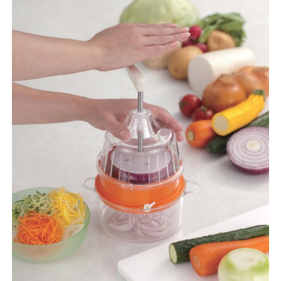 Feliator Manual in forma de Spirala pentru Legume Alb Portocaliu