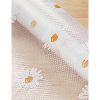 Folie de protectie pentru rafturi 45 x 300cm cu floricele albe