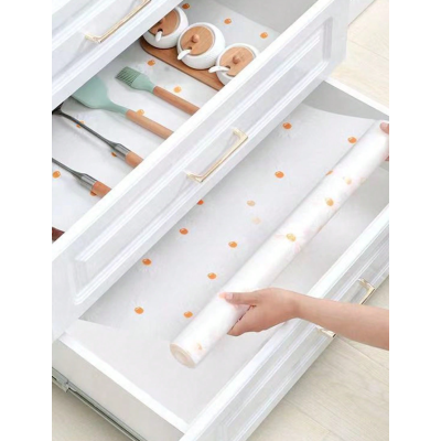 Folie de protectie pentru rafturi 45 x 300cm cu floricele albe