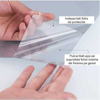 Folie Oglinda Reflexiva pentru Geamuri Interioare Protectie Solara UV 60x300cm