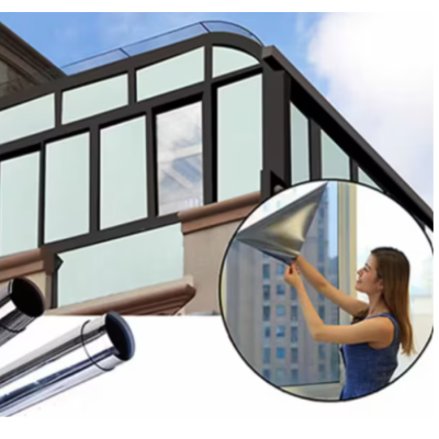 Folie Reflexiva protectie Geamuri montare pe interior cu efect de oglinda si protectie solara UV Argintie 45 x 300 cm