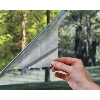 Folie Reflexiva protectie Geamuri montare pe interior cu efect de oglinda si protectie solara UV Argintie 45 x 300 cm