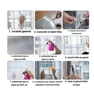 Folie Reflexiva protectie Geamuri montare pe interior si protectie solara UV ALBASTRA 45 x 300 cm