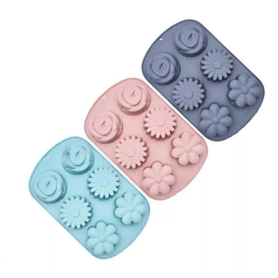 Forma din silicon pentru 6 briose modele diferit