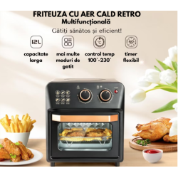 Friteuza cu aer cald retro (cuptor electric) cu prajitor de paine cuptor cu convectie de 12 l pentru casa