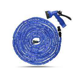Furtun extensibil pentru gradina 15 m cu pistol de udat albastru