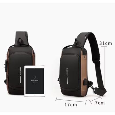 Geanta de umar barbati Crossbody cu buzunar antifurt impermeabila