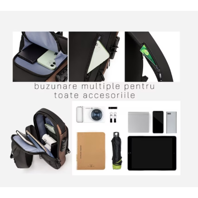 Geanta de umar barbati Crossbody cu buzunar antifurt impermeabila