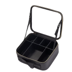 Geanta pentru cosmetice cu oglinda si lumina LED compartiment separat pentru pensule