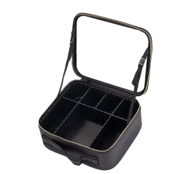 Geanta pentru cosmetice cu oglinda si lumina LED compartiment separat pentru pensule