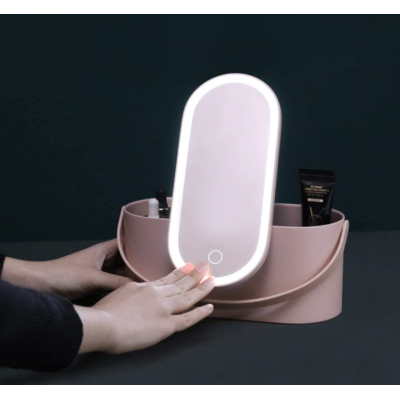 Geanta portabila make-up cu led si oglinda