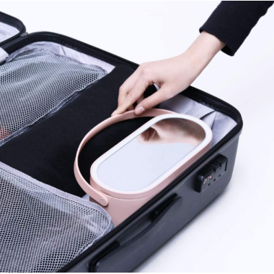 Geanta portabila make-up cu led si oglinda