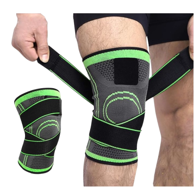 Genunchiera Elastica Ajustabila cu Bretele Elastice Negru si Verde