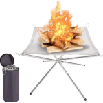 Gratar pliabil pentru camping cu plasa din otel inoxidabil