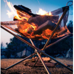 Gratar pliabil pentru camping cu plasa din otel inoxidabil