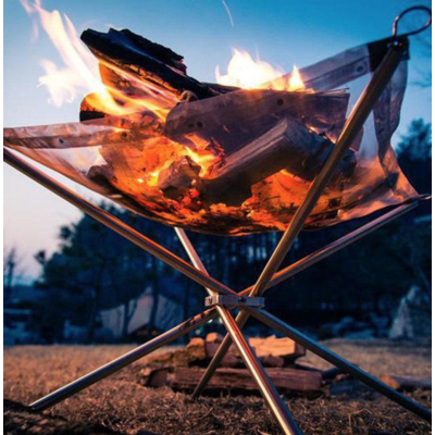 Gratar pliabil pentru camping cu plasa din otel inoxidabil