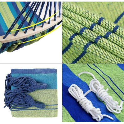 Hamac de gradina pentru o persoana multicolor 190x80 cm cu bara lemn 40 cm