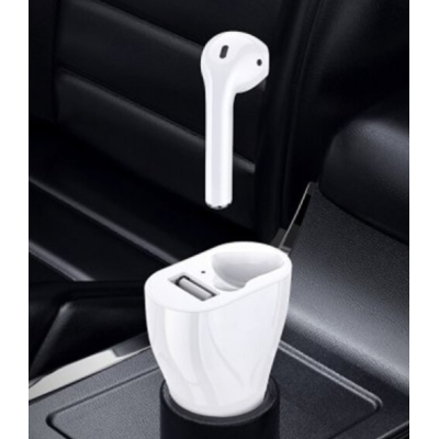 Incarcator auto cu casca wireless inclusa conectare bluetooth Alb