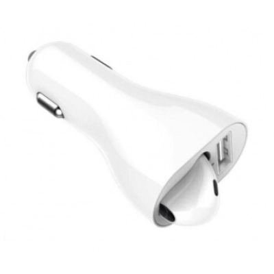 Incarcator auto cu casca wireless inclusa conectare bluetooth Alb