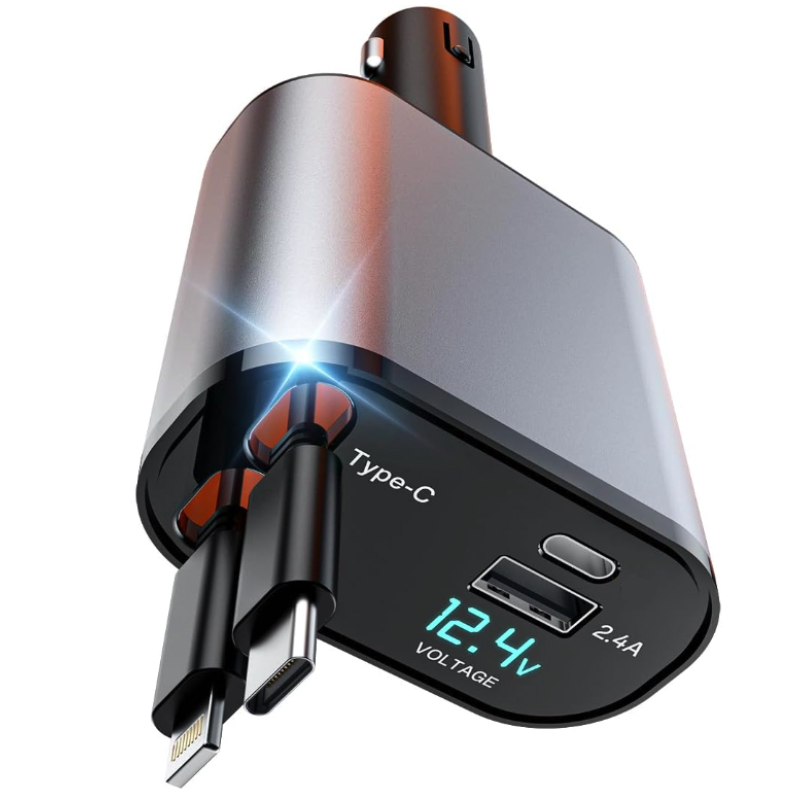 Incarcator auto Super Fast Charge Q9 5 in 1 de 120W 2 Cabluri