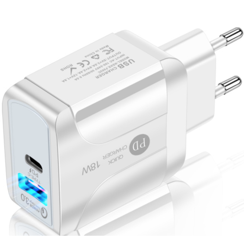 Incarcator de PRIZA PD 18W cu 2 porturi QC3.0