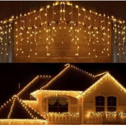 Instalatie 12 metri ALB CALD 300 LED tip turturi franjuri