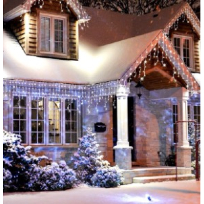 Instalatie 12 metri ALB RECE 300 LED tip turturi franjuri