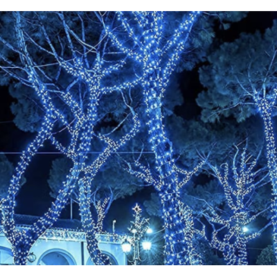 Instalatie solara 1000 LED de 100 metri cu telecomanda pentru exterior ALBASTRA HS