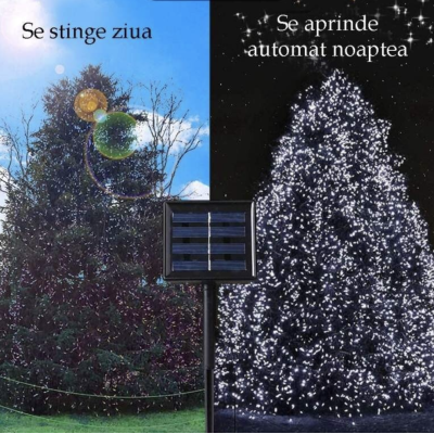Instalatie Solara 10 Metri cu 100 LED liniara ALB RECE HS