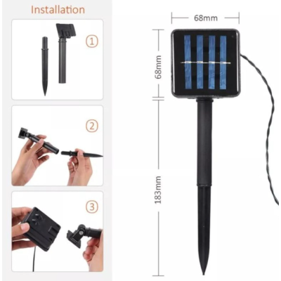Instalatie Solara 1500-4 ALB RECE cu 300 LED lungime 30 Metri telecomanda 