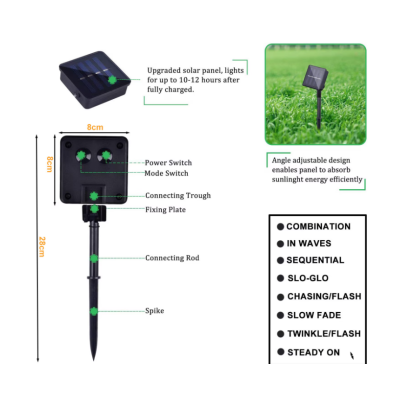 Instalatie solara 30 metri cu 300 LED fir CUPRU telecomanda ALB CALD 1500 21