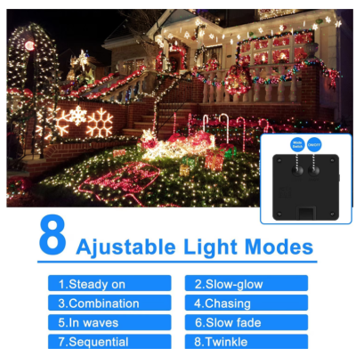 Instalatie solara 30 metri cu 300 LED fir CUPRU telecomanda ALB CALD 1500 21