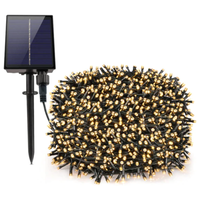 Instalatie solara 500 LED de 50 metri cu telecomanda pentru exterior ALB CALD HS