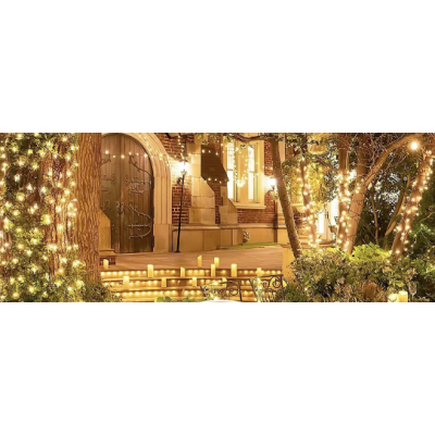 Instalatie solara 500 LED de 50 metri cu telecomanda pentru exterior ALB CALD HS