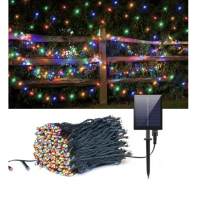 Instalatie solara 500 LED de 50 metri cu telecomanda pentru exterior MULTICOLOR HS