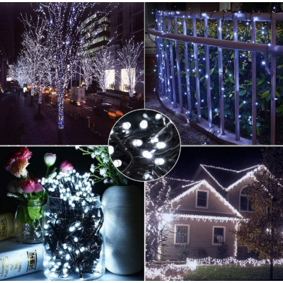 Instalatie solara decorativa 450  LED lungime 45 metri 1500 12 ALB RECE