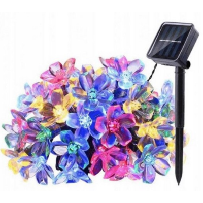 Instalatie solara flori de cires RGB cu 50 led-uri multicolor