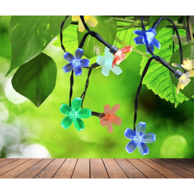Instalatie solara flori de cires RGB cu 50 led-uri multicolor