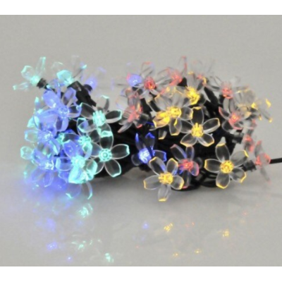 Instalatie solara flori de cires RGB cu 50 led-uri multicolor