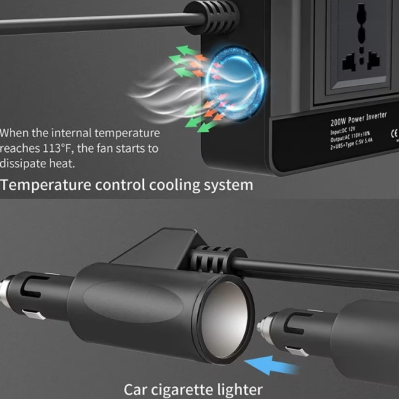 Invertor de curent auto 300W 12V/220V USB Q CC8200