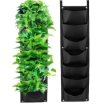 Jardiniera verticala neagra cu 6 buzunare material textil