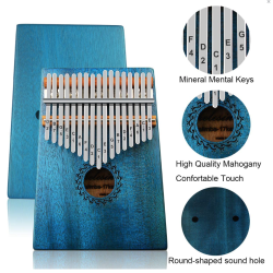 Kalimba 101 Instrument muzical ALBASTRU din lemn 17 note 