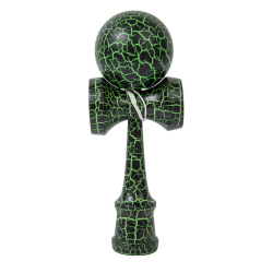 UB Kendama profesionala din lemn 18 cm model clasic cu design crapat culoare Verde/Negru
