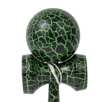 UB Kendama profesionala din lemn 18 cm model clasic cu design crapat culoare Verde/Negru