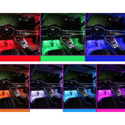 Kit 4 Benzi LED Lumini Ambientale auto RGB Control din Aplicatie Telefon