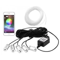 Kit 5 Benzi LED Lumini Ambientale auto RGB Control din Aplicatie Telefon 6 Metrii